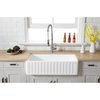 Gourmetier Solid Surface Stone Apron Front Farmhouse Sgl Bowl Kitchen Sink, White GKFA361810RM